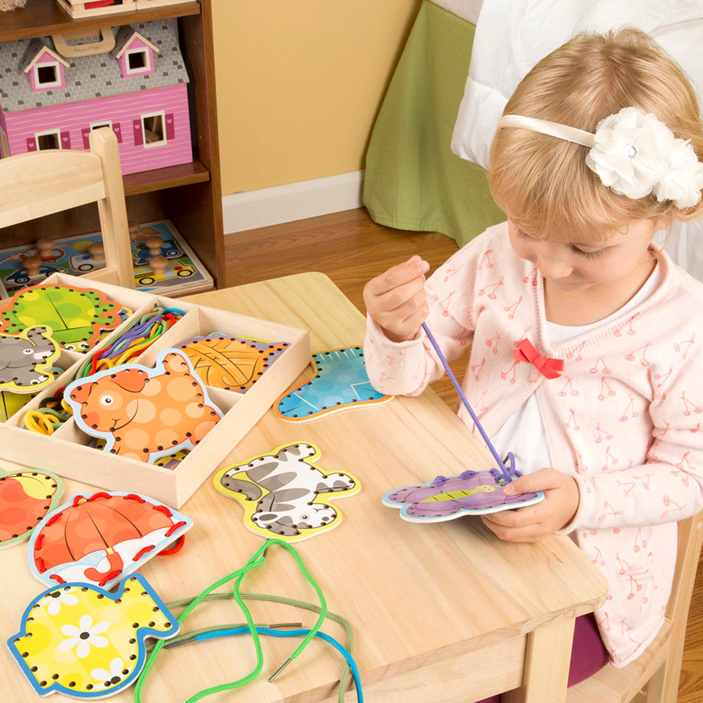 Melissa & Doug Alphabet Wooden Lacing Cards With Double-Sided Panels and Matching Laces