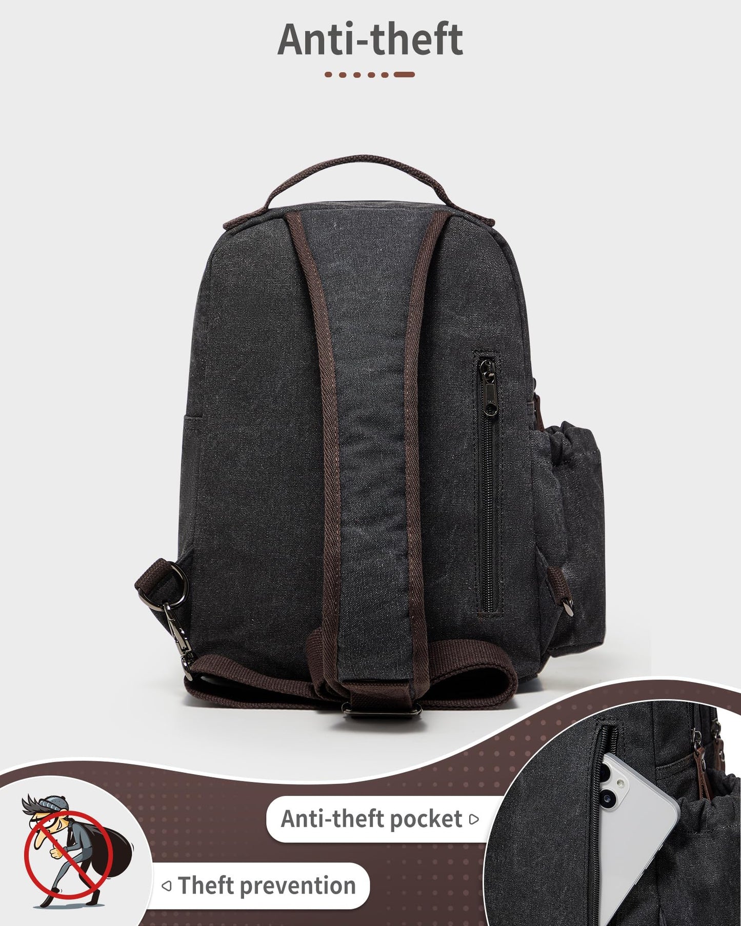 sling bag,canvas messenger bag for men,crossbody bag for women,Black