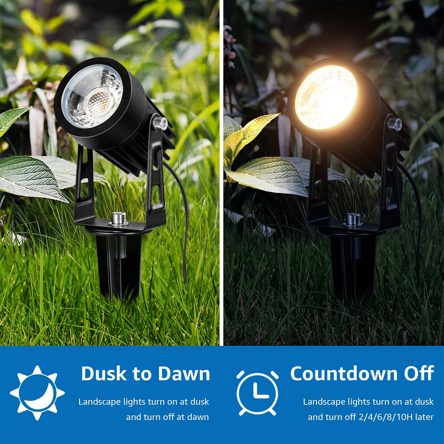 SUNVIE All-in-One LED Landscape Lighting Kit, 12-Pack, 3000K, Black, Model KTWW12SA, Includes Transformer and 100FT Wire