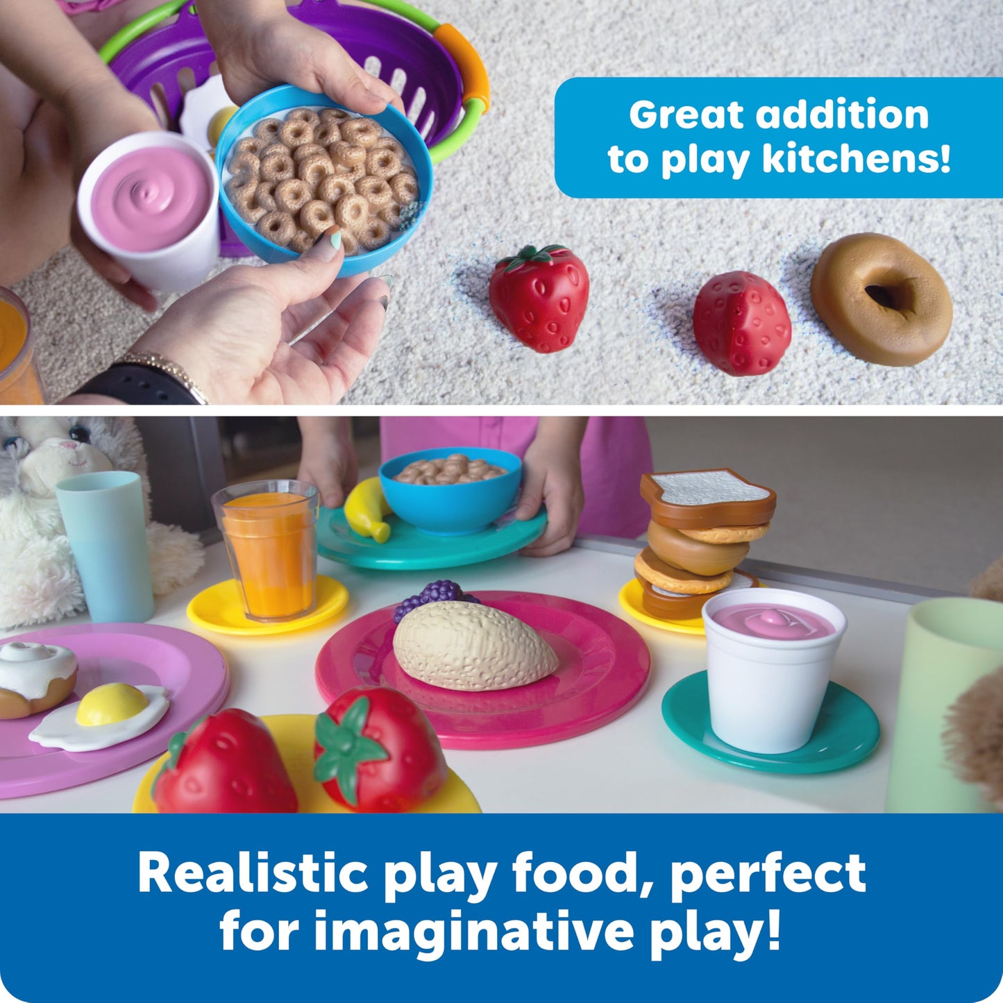 Learning Resources New Sprouts Breakfast Foods Basket - 16 Pieces, Ages 18+ months Pretend Play Food for Toddlers, Toddler Kitchen Toys, Preschool Learning Toys