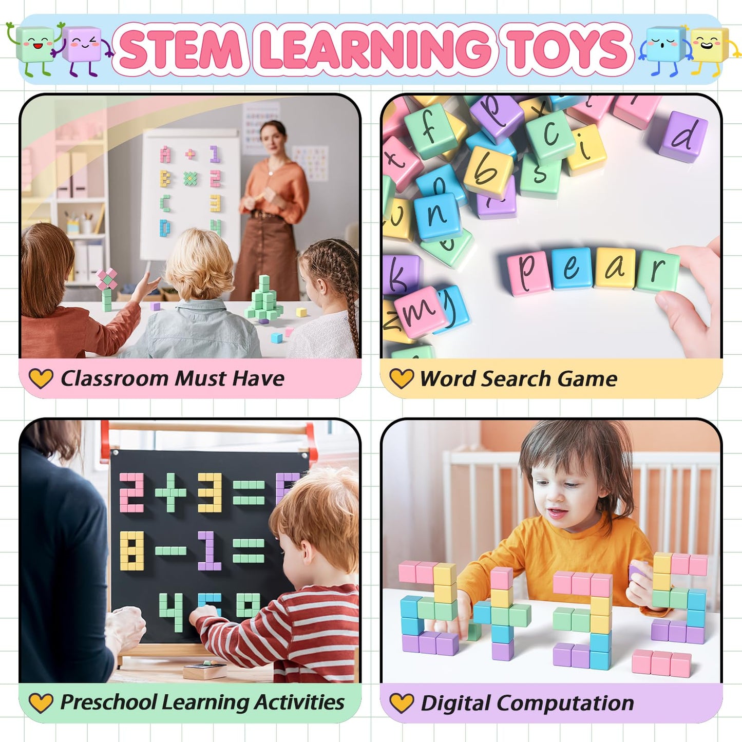Apluses 104PCS Magnetic Blocks, Essential Creative Learning Toys for Kids | Preschool Montessori Sensory Autism-Friendly Magnet Toys for Boys and Girls Ages 3-6