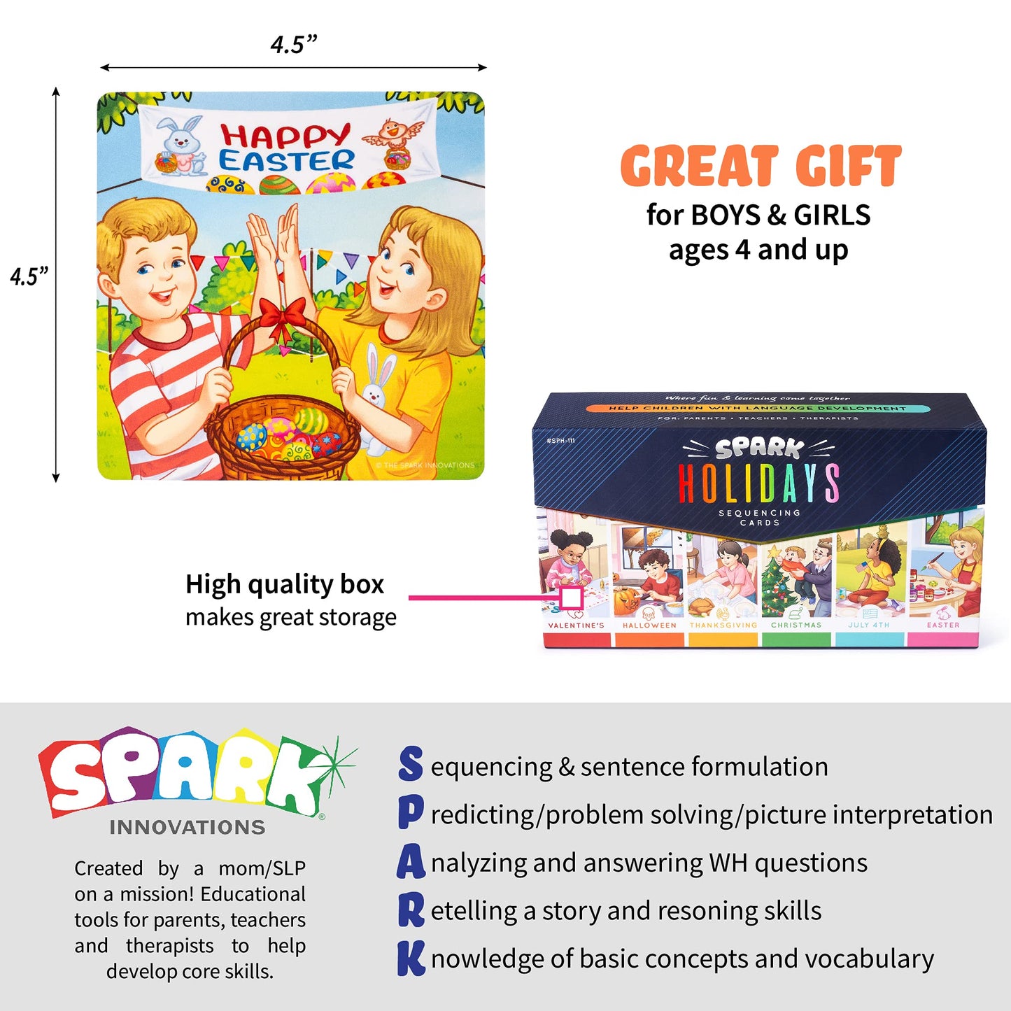 SPARK INNOVATIONS Holiday Tell A Story Cards, Sequencing Game, Speech Therapy Materials, Autism Game, ABA Therapy Materials, Social Skills Games, ESL, ELL