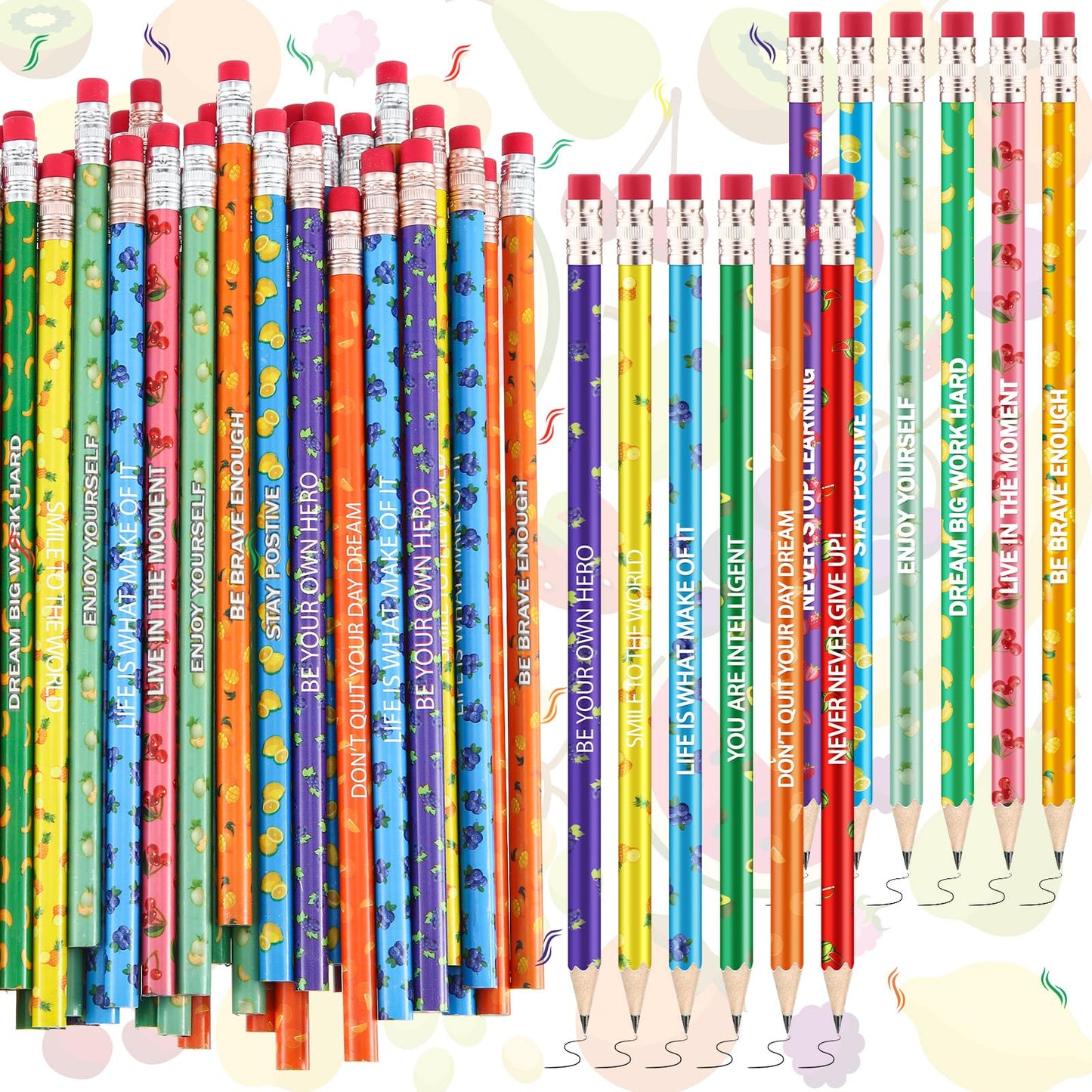 Gersoniel 240 Pcs Scented Pencils Bulk for Kids Inspirational Motivational Cute Fun Fruit Wood Graphite Pencils with Erasers for School Classroom Office Students Girls Boys Gifts Supplies