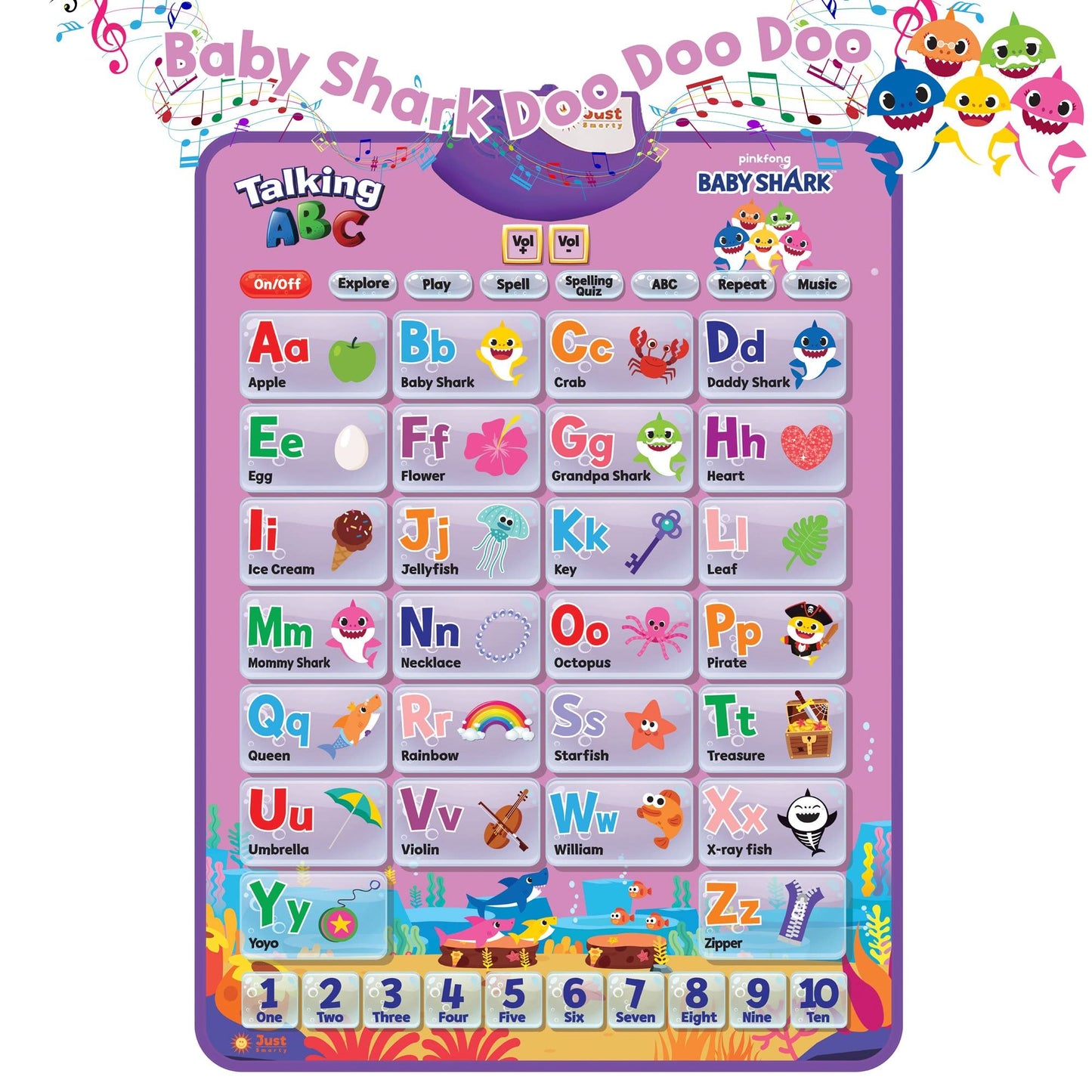 Pinkfong BabyShark Alphabet & Number Learning Toy for Girls Pink Edition | PinkFong Official Song Musical Mat | Best Birthday 1 Year Old Toys | Baby Shark Toys for Toddlers 1-3 | Baby Shark Games
