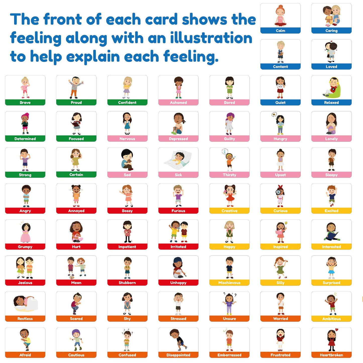 Emotion Cards for Kids, Feeling Cards Game | 60 Emotion & Feeling Flash Cards for Kids | Learn Feelings and Needs Cards | Teach Mixed Emotions & Emotional Intelligence Cards to Children & Toddlers