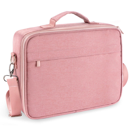 WEMATE Large Capacity Bible Cover Case, Waterproof Study Supplies Tote Bag with Double-Layer Handle & Shoulder Strap, Bag for Women, Girls, Teens, and Christian (Pink)