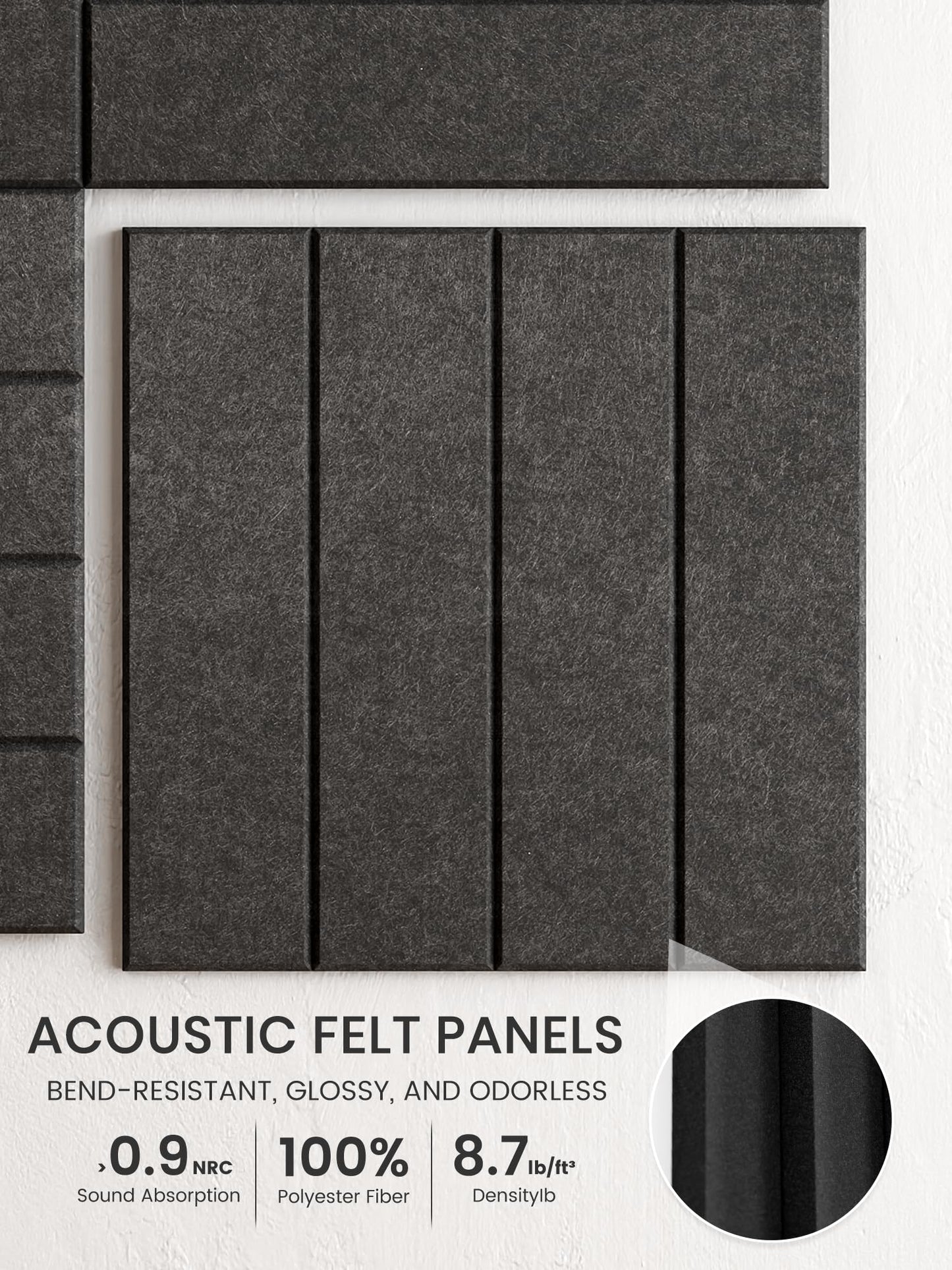 Bumusty Large Cork Board Alternative-36 x 24" Felt Bulletin Board Tiles, with 30 Pushpins, 40 Adhesive Tabs, Bold-Stripe 6-Pack, Cork Boards for Office Push Pin Board Felt Board-Charcoal Gray