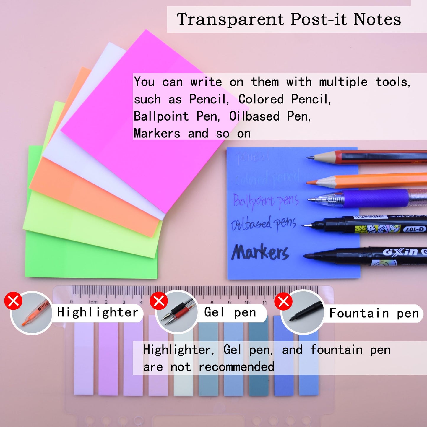 YOUDEFUL 800Pcs Transparent Sticky Notes, 3"x3" Clear Sticky Notes, Waterproof Translucent Sticky Note Pads for Books Annotation, Clear Post it Notes for Bible Study, School, Office