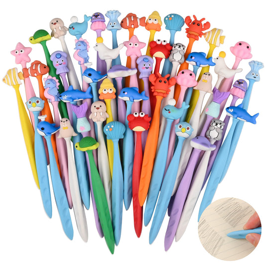 48 Pcs Cute Under the Sea Bobblehead Eraser for Pencils Kawaii Erasers Cute Supplies Fun Dolphins, Sea Lions, Whales, Seals Erasers Supplies Birthday Classroom Gifts