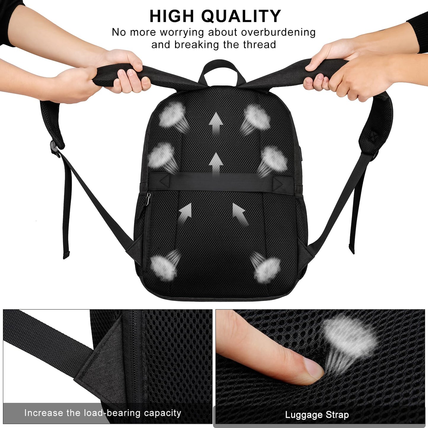 LIBENED School Backpack for Teens Boys, 15.6 Inch Laptop Backpack with USB Charging Port & Water Resistant Design, College High School Book Bag for Students, Black