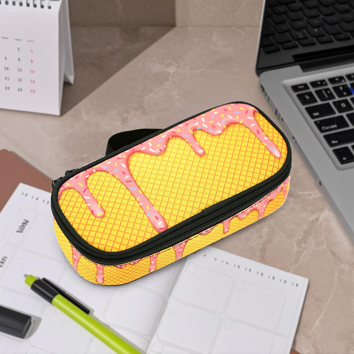 Droerfes Ice Cream Pencil Case Pencil Pouch Large Capacity Pen Bag School Office Organizer Stationery Storage Box For Girls Boys Teen Kids
