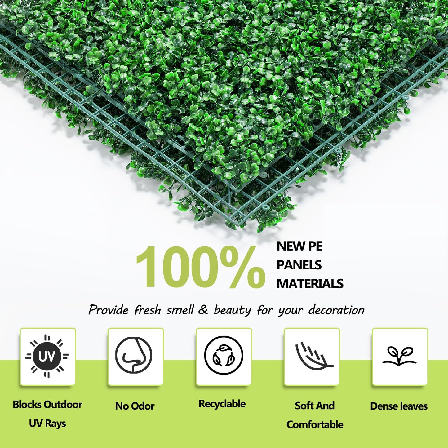 AOKIE 10"X10" Artificial Grass Wall, 24Pcs Boxwood Hedge Wall Panels UV-Anti Grass Backdrop Wall Decor, Greenery Privacy Hedge Screen for Indoor Outdoor Patio Balcony, Party Garden Fence Decor