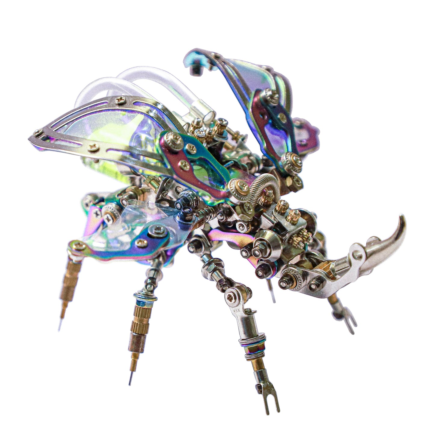 Mostarle Hercules Beetle 3D Metal Puzzle Kit for Adults, 418 PCS DIY Cyberpunk Mechanical Model with Fiber Optic Lights, Gradient Wings, Collectible Insect Building Kit Gift