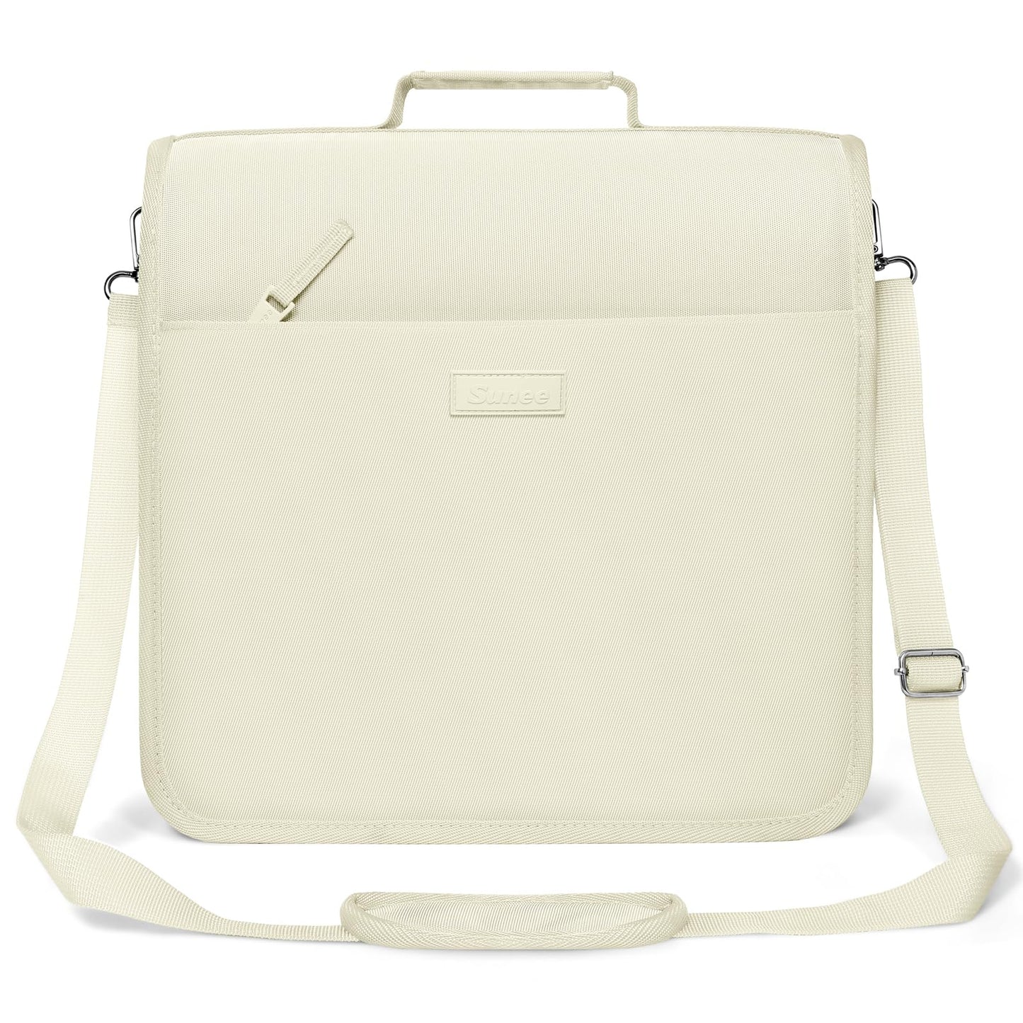 SUNEE Zipper Binder 3 Ring, 3 Inch O-Ring with Handle and Shoulder Strap, 600-Sheet Capacity, 5-Tab Expanding File Folder, Multi-Pockets for Middle School Organizer Binder with Zipper, Soft Beige