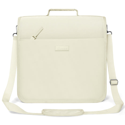 SUNEE Zipper Binder 3 Ring, 3 Inch O-Ring with Handle and Shoulder Strap, 600-Sheet Capacity, 5-Tab Expanding File Folder, Multi-Pockets for Middle School Organizer Binder with Zipper, Soft Beige