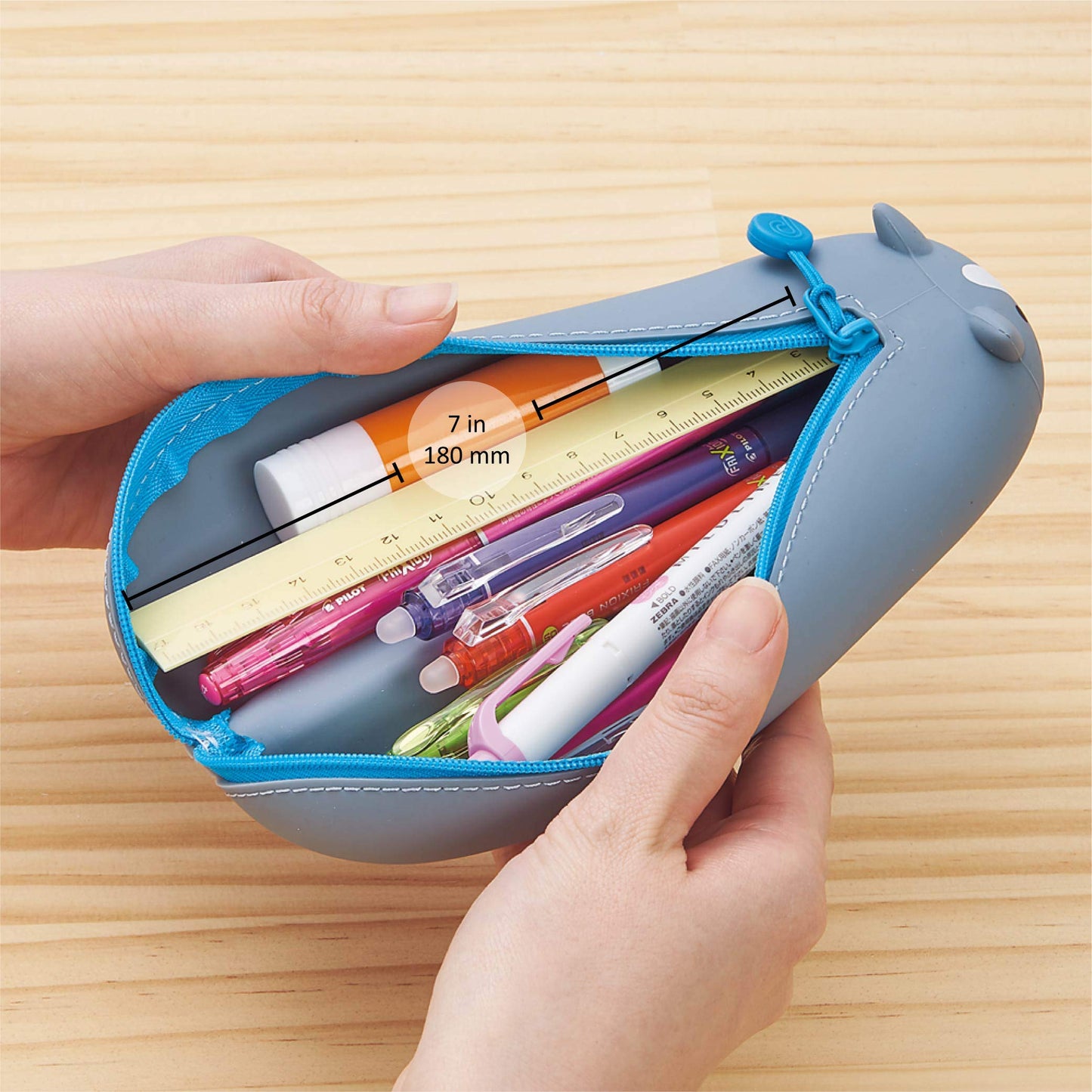 Lihit Lab PuniLabo Zipper Pen Case/Pouch, Horizontal, 2.5" x 7.9", Calico Cat (A7781-7)