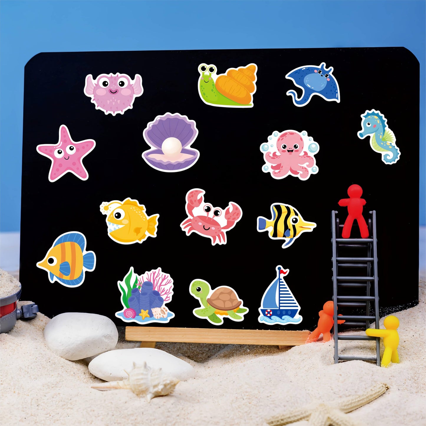 Fecheche Large Size Cute Fridge Magnets for Toddlers, Preschool Spelling Learning Education Refrigerador Magnetic Toy (Ocean 47pcs)