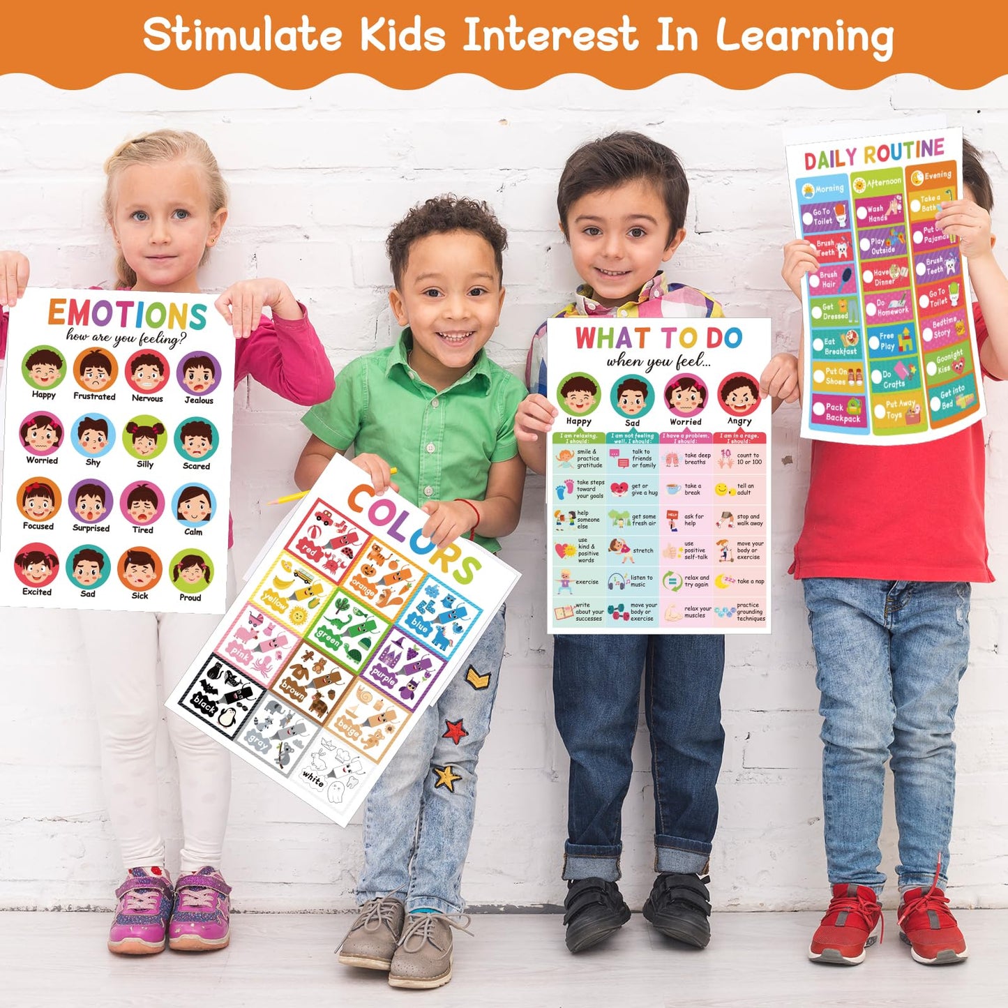 18 Educational Posters for Toddlers 1-3, Learning Posters for Kids Ages 3-5, ABC Poster Alphabet Poster for Preschoolers, Kindergarten Preschool Decor for Wall, Homeschool PreK Classroom Must Haves