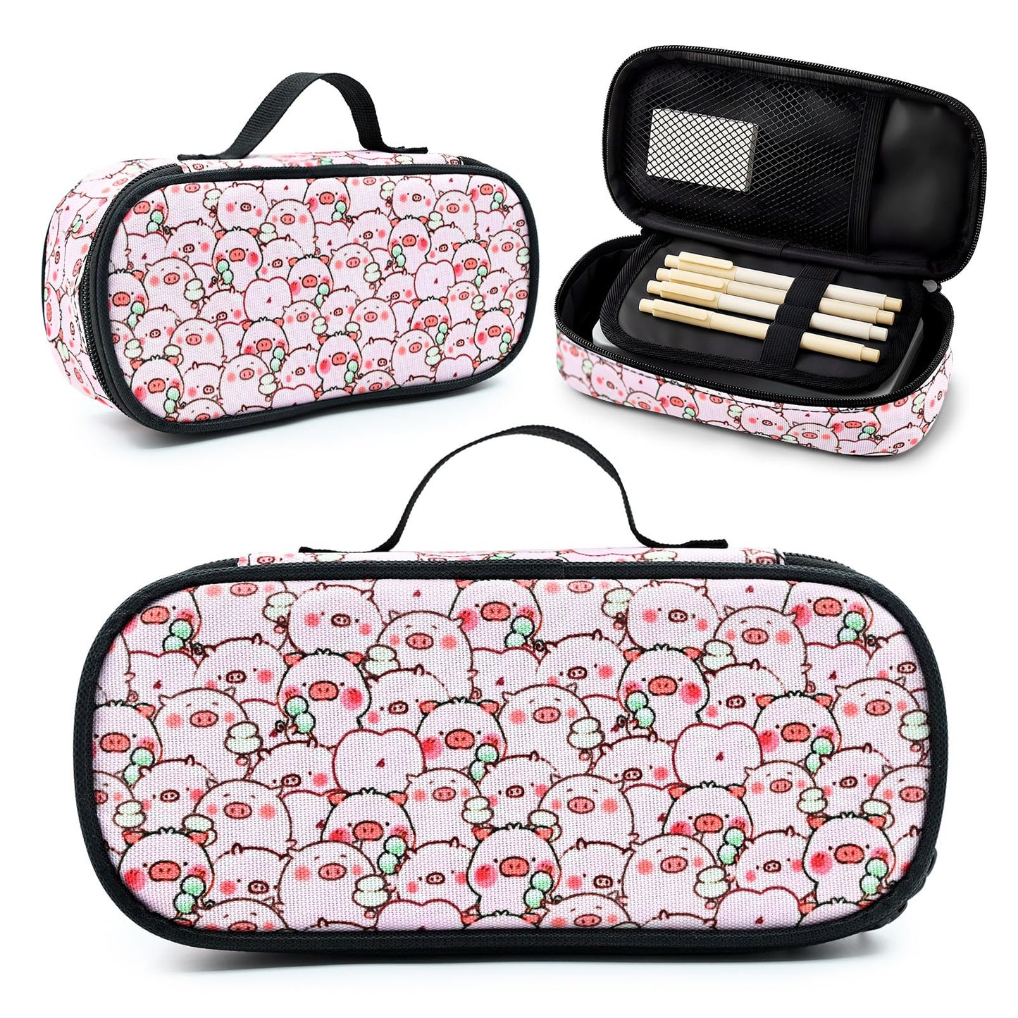 Betyiwling Pig Pencil Case for Girls Boys Teen Large Capacity Portable Pencil Bag Pouch Box with Zipper School Supplies Stationery Storage Organizer for Back to School