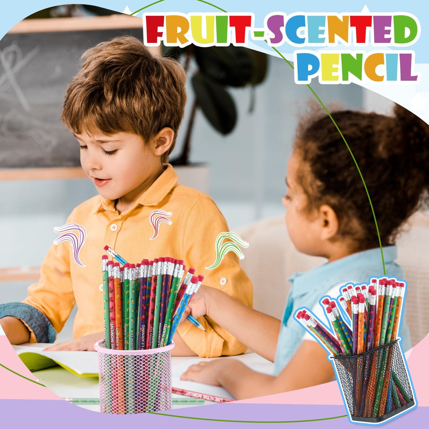 Gersoniel 240 Pcs Scented Pencils Bulk for Kids Inspirational Motivational Cute Fun Fruit Wood Graphite Pencils with Erasers for School Classroom Office Students Girls Boys Gifts Supplies