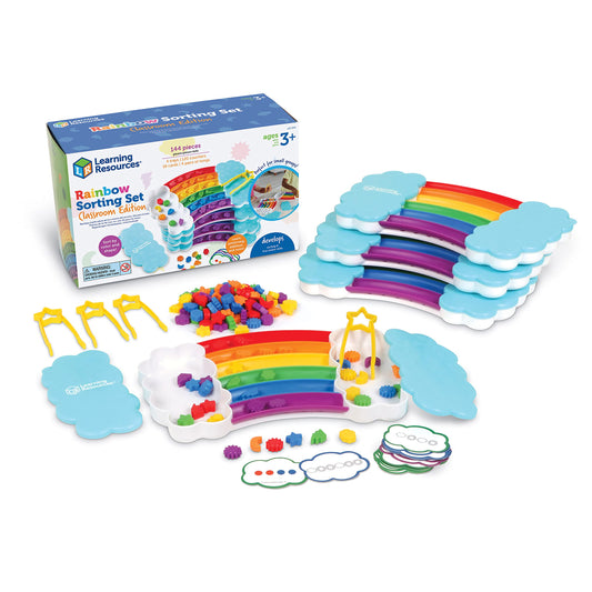 Learning Resources Rainbow Sorting Set Classroom Edition - Toddler Sensory Bin Toys, Montessori Fine Motor Skills, Color Shape Sorter Games, Preschool and Homeschool , Back to School, Teacher Gifts