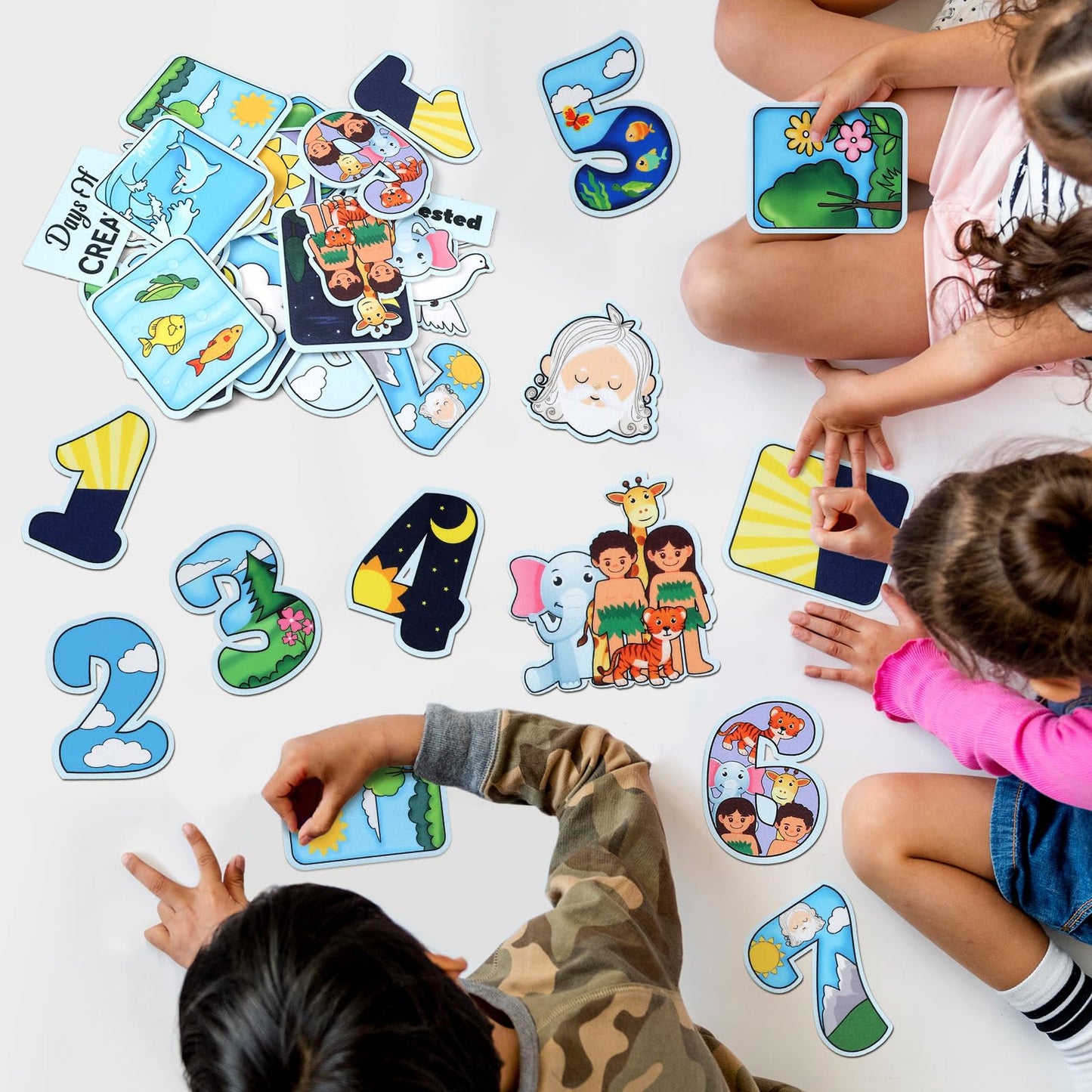Peryiter Creation Story Felt Board Days of Creation 23 Precut Flannel Felt Bible Storyboard Sets for Preschool Kindergarten Toddlers Kids