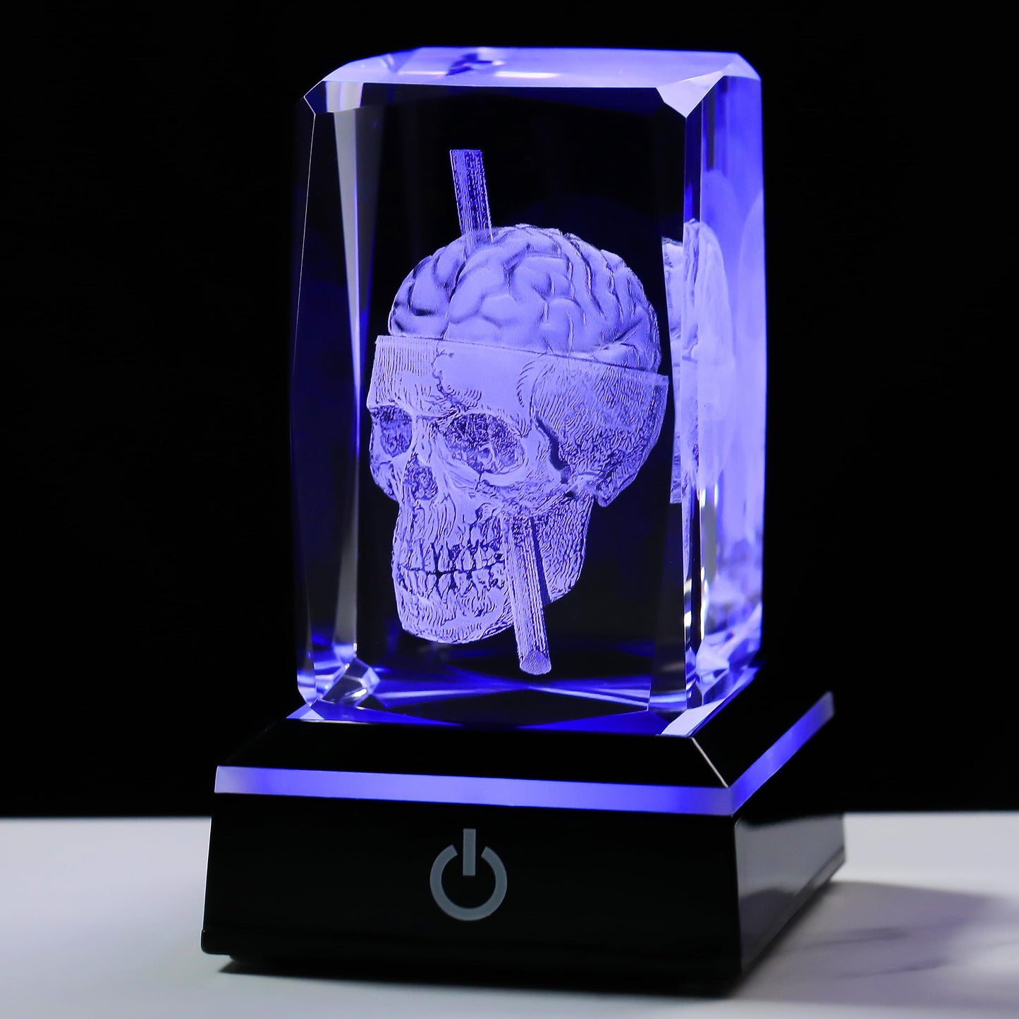 Qianwei 3D Crystal Skull Decor- Halloween Skull Light Witch Figurines Occult Medieval Goth Satanic Home Desk Glass Skull Decor Witchy Gifts Horror Lilith Statue