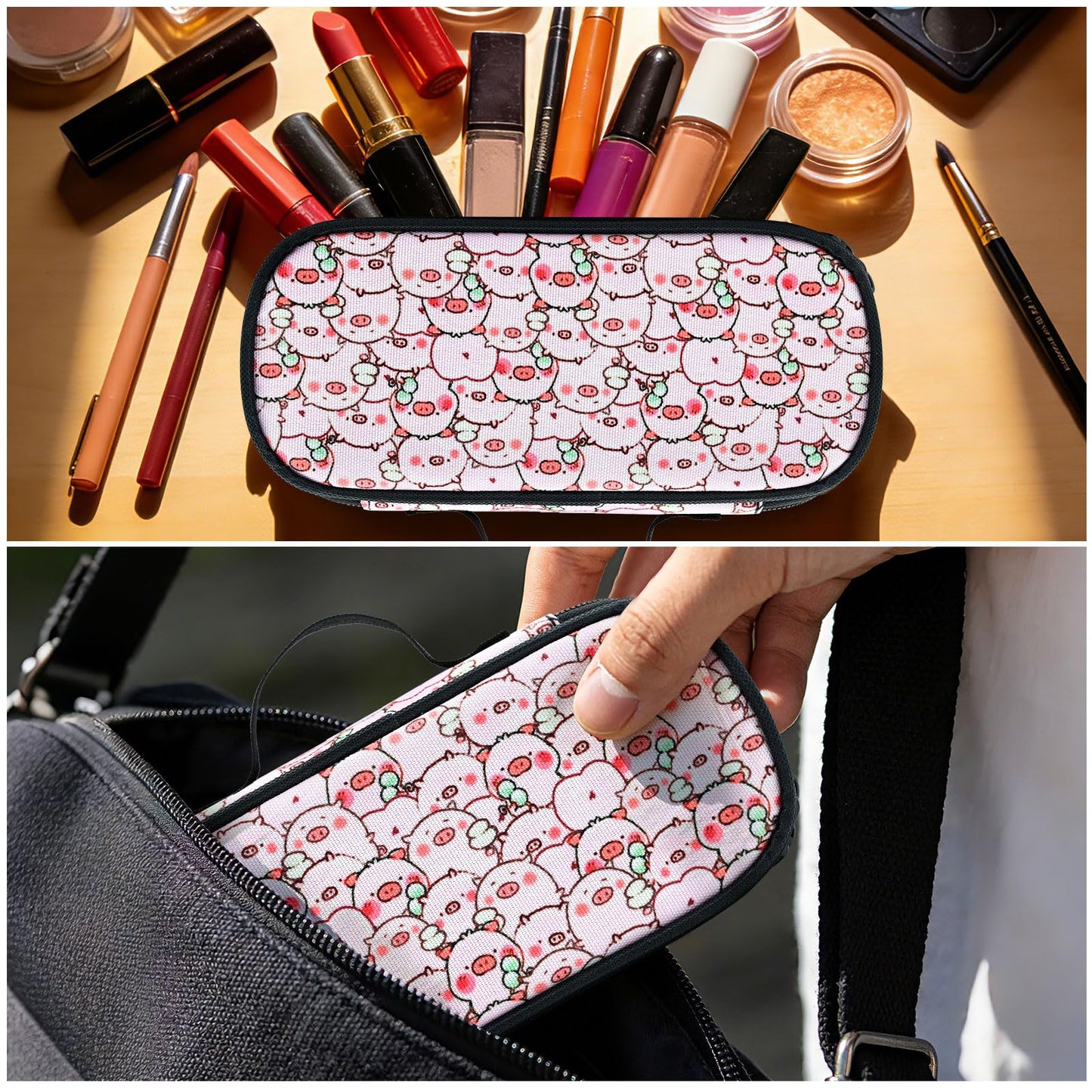 Betyiwling Pig Pencil Case for Girls Boys Teen Large Capacity Portable Pencil Bag Pouch Box with Zipper School Supplies Stationery Storage Organizer for Back to School