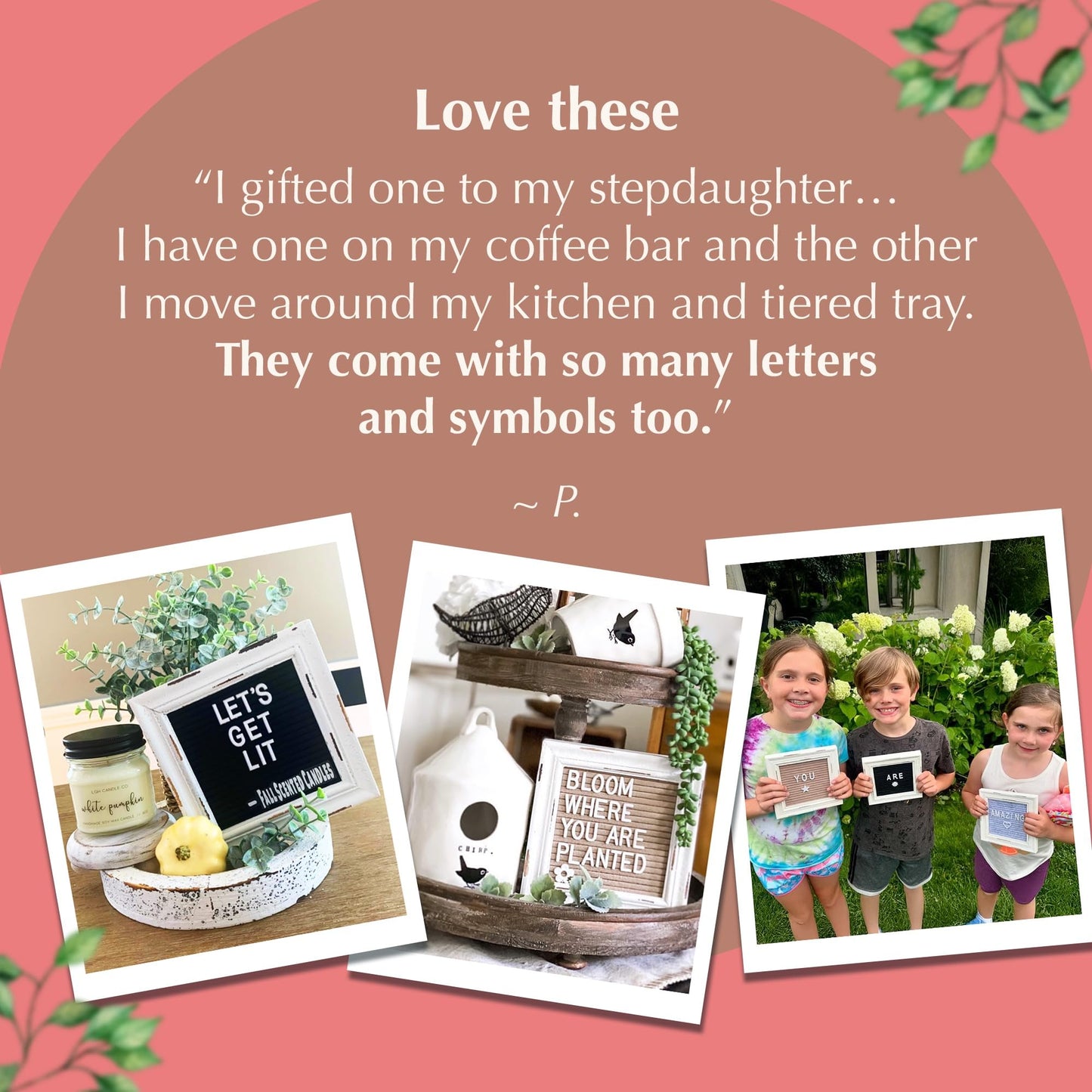 Letterboards + Mini Letterboards Bundle - Cappuccino 10x10 Felt Letter Board with Stand & 6x6 Mini Letter Boards Set of 3 – Farmhouse Baby Announcement & Back to School Changeable Message Board Bundle