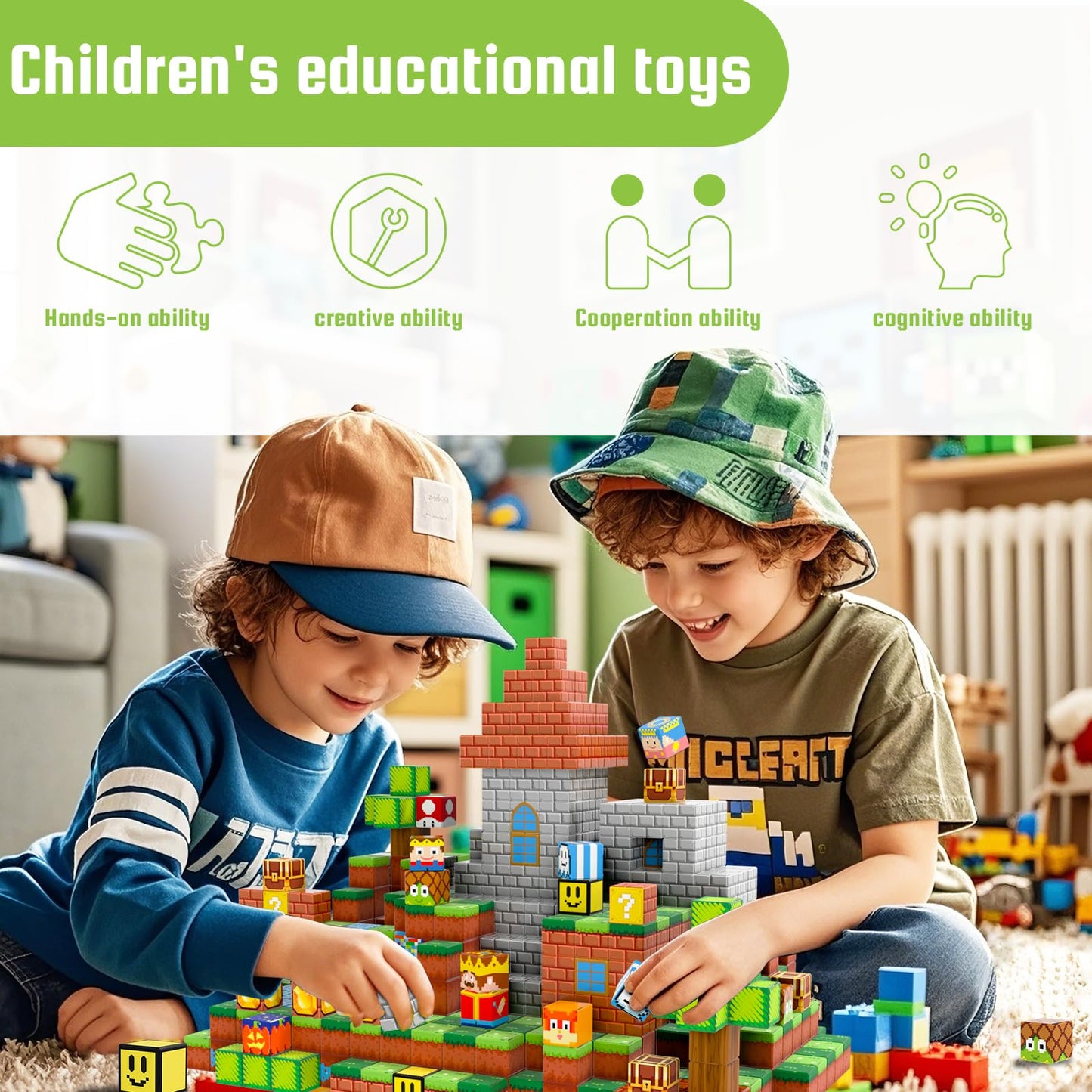 BRISTLIX 200 PCS 0.8in Magnetic Blocks - Magnet Toys for Kids, Magnetic Building Blocks Cubes, Stacking Magnets, STEM Toys Birthday Gifts for Boys and Girls Age 3+ (Theme: Castle)
