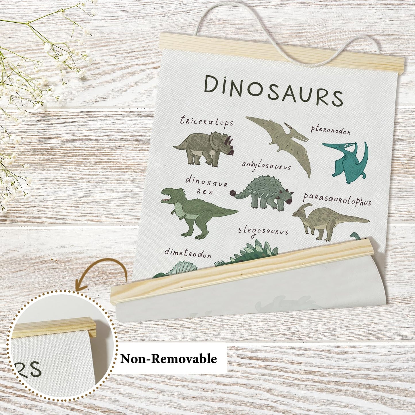 Nopoben Dinosaurs Poster Hanger Frame, Animal Prints Wall Art With Wooden Poster Hanger, Educational Animals Wall Decor, Kids Room Nursery Bedroom Decor(12x16 Inches)-19