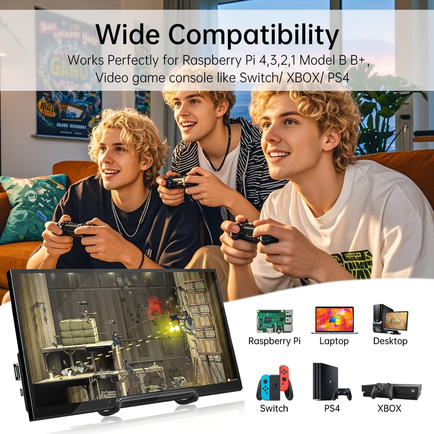 HAMTYSAN 10.1 Inch Raspberry Pi Screen 1024x600 HDMI Monitor IPS Screen Display Secondary Monitor Extend Monitor for Raspberry Pi 5/4/3/2/Zero/B/B+ Win11/10/8/7, (Non-Touch), Driver Free