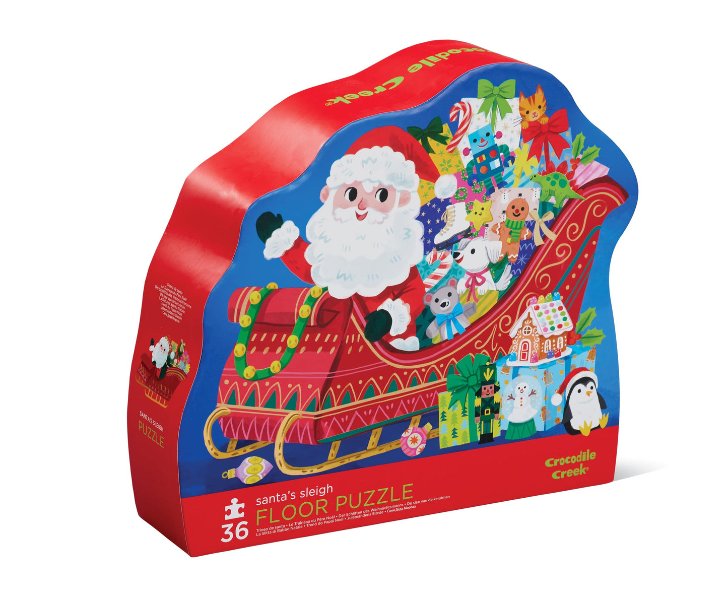 Crocodile Creek Jigsaw Puzzle, 36 Piece for Kids 3 Years and Up, Heavy-Duty Shaped Box for Storage, Finished Puzzle Size 18 x 24 inches, Santa's Sleigh