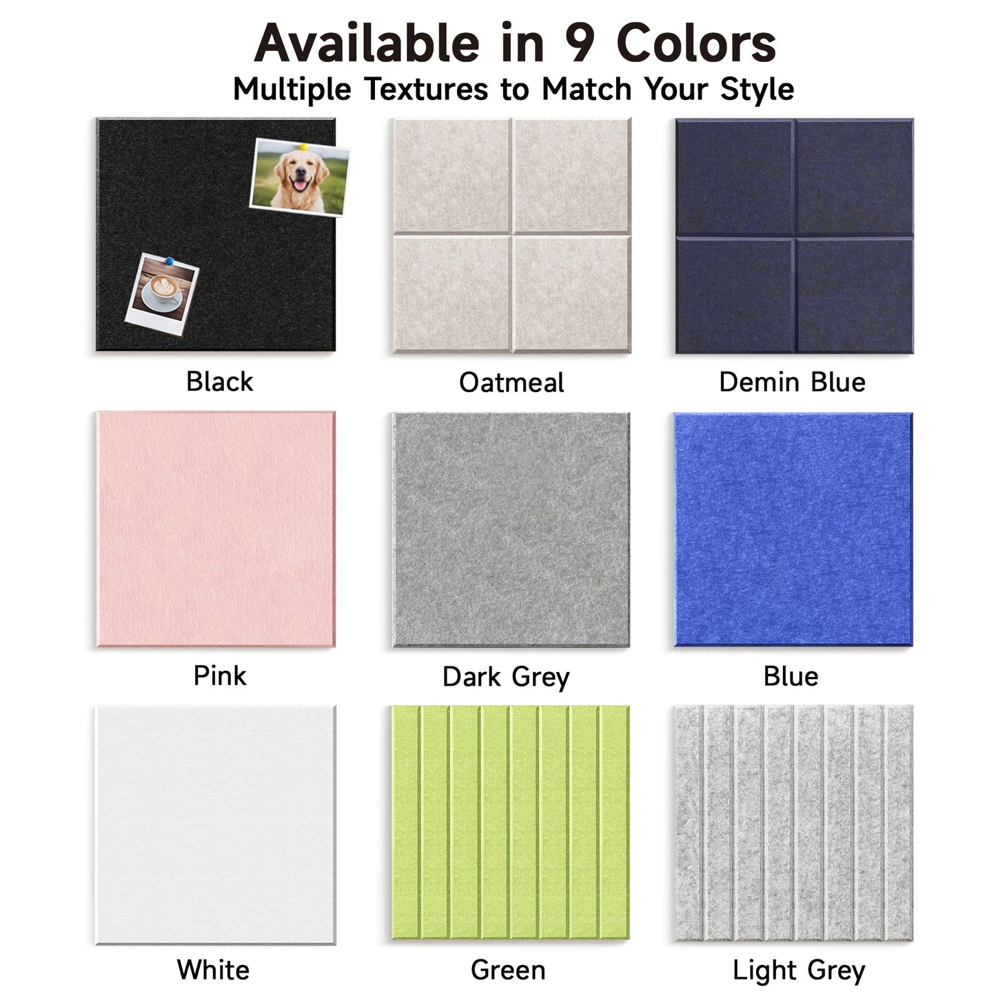 MISSDAY Black Acoustic Wall Panel Felt Bulletin Board 48" x 36" Cork Board for Wall, 12-Pack Boards with 72 Removable Adhesive Tabs, 50 Pins, Pin Board for Home Office Classroom Soundproof Wall Tile