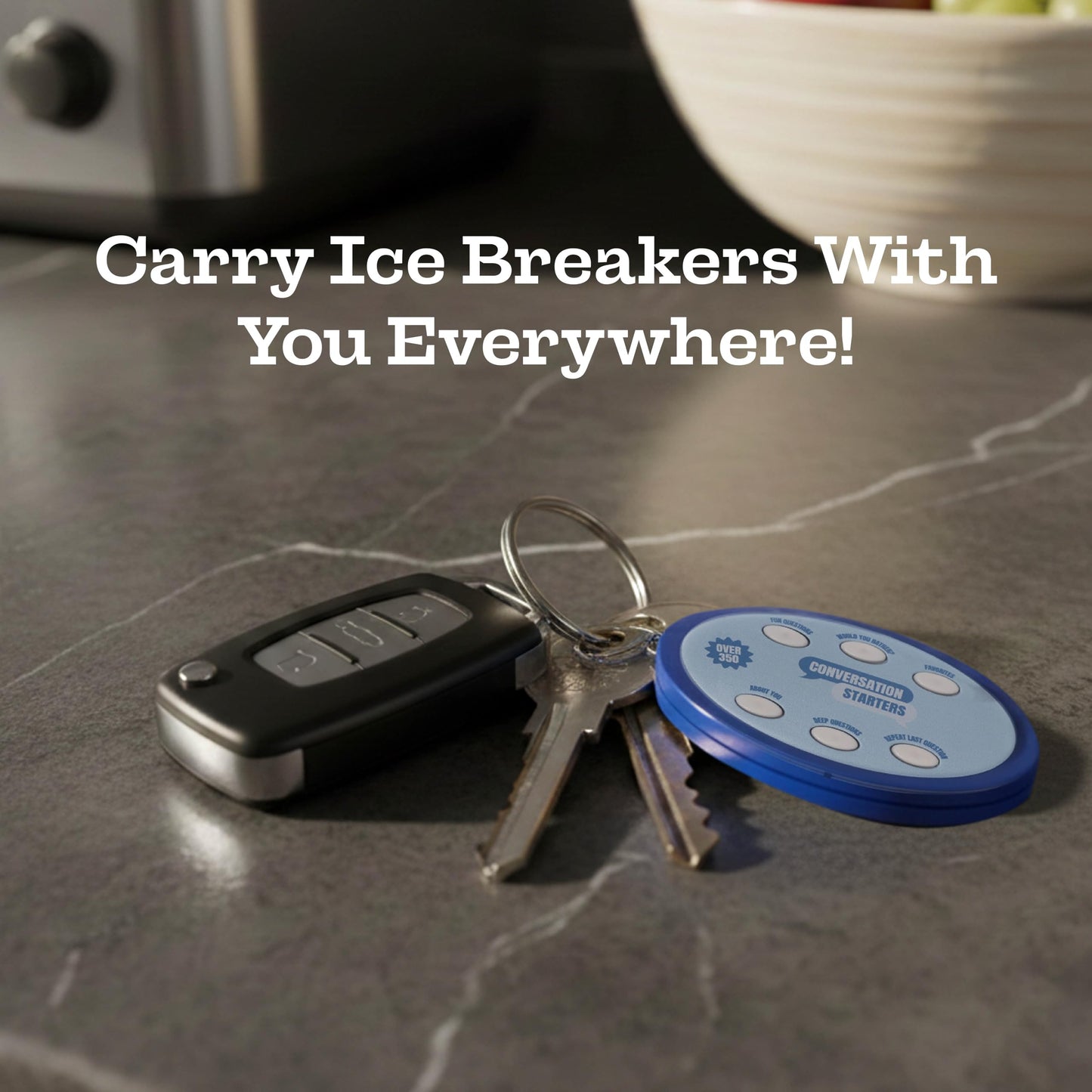 350+ Electronic Conversation Starters Keychain - Audio Ice Breaker Game with 350+ Questions - 5 Categories: Fun, Would You Rather, Deep Questions - Portable Family Conversation Cards & Table Topics