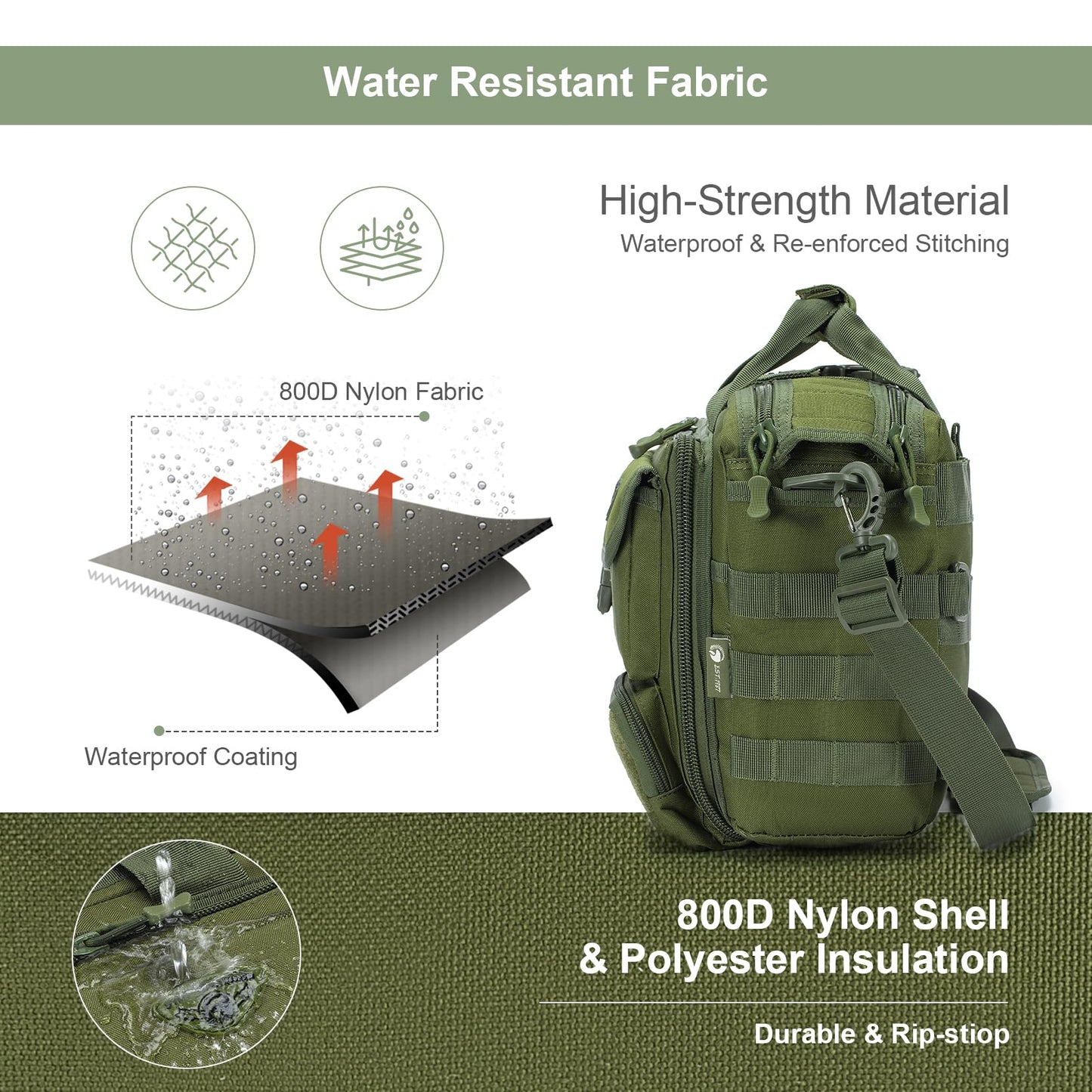 Stypos Tactical Messenger Bag, 15.6/17.3 Inch Tactical Briefcase for Man Military Laptop Bag Messenger Shoulder Bag (Green)