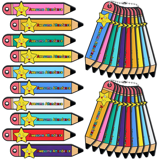 Eersida 150 Set VBS 2026 100 Pcs Awesome Attendance Sticks with 50 Pcs Chains Awards Back to School Star Wearable Incentives to Increase Student Awesome Attendance Gifts for Teacher School Classroom