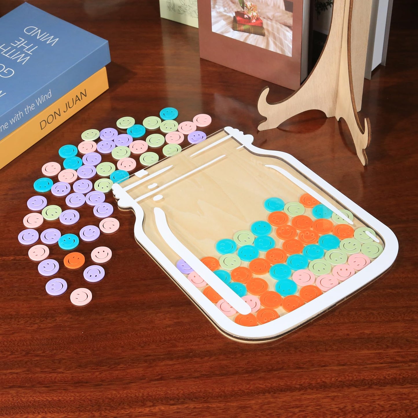 TINGKU 100 Tokens Smiley Face Classroom Reward System Magnetic Jar, Extra Large Class Reward Behavior Jar for Kids, Teacher Reward Incentive Jar for Classroom, Behavior Management Classroom Tools
