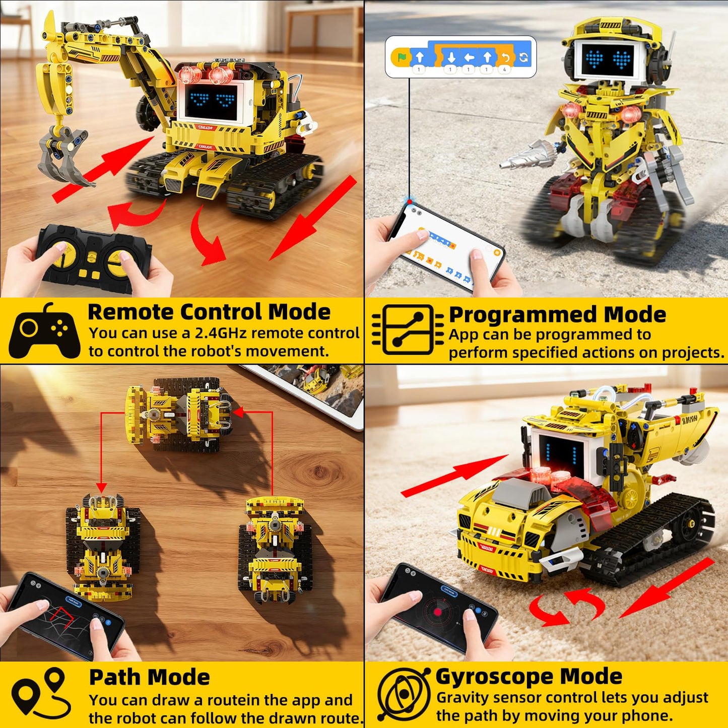Suplanet 5 in 1 STEM Robot Building Kit, Programmable RC Truck Set, APP & Remote Control with LED Display, Engineering Technic Educational Construction Toy Gift for Kids Ages 8-14 Boys (660 PCS)