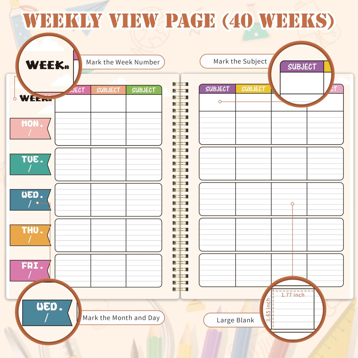 Teacher Planner - Undated Teacher Planner 9''x11'', Undated 2026-2027 Teachers Lesson Planners/Plan Book/Calendar Planners with Stickers, Schedules, Calendars and Inner Pockets