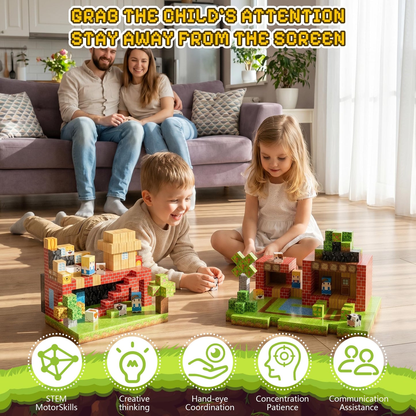Fitrobust 100PCS Magnetic Blocks, Magnetic Building Blocks, 0.78in Magnetic Building, STEM Game Stacking Toys for Kids, Birthday Gifts for Boys and Girls Age 3+ Years Old