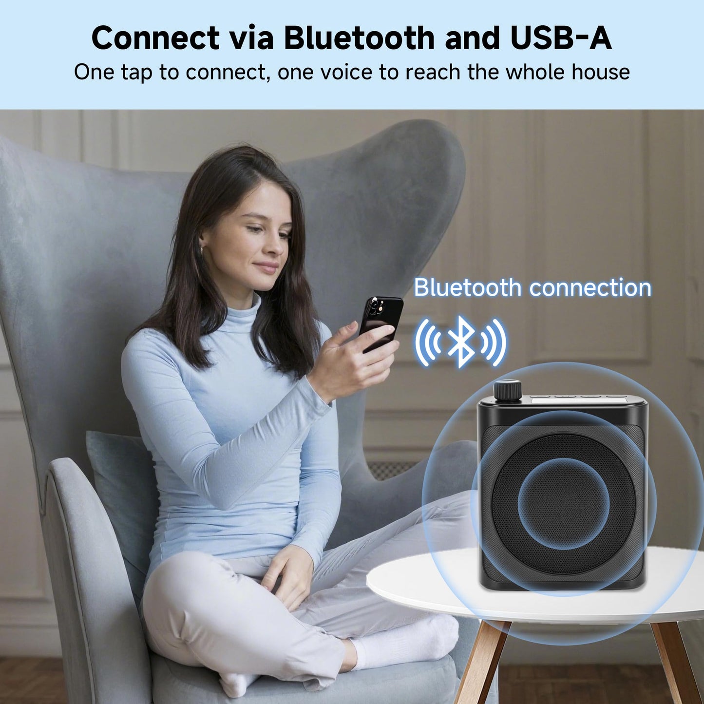 Sunnymark Wireless Voice Amplifier with 2 Wireless Microphones (Magnetic Lavalier), Portable Voice Amplifier for Teachers, Fitness, Classroom, Bluetooth Speaker Include Dual Microphone for Yoga