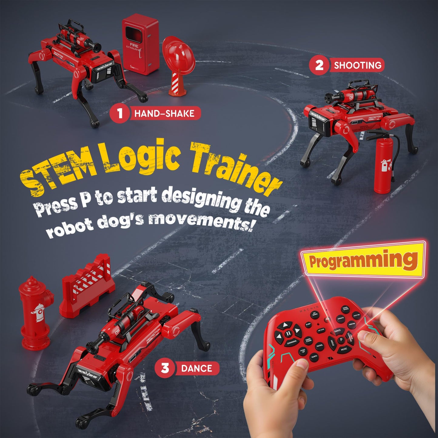 TUEESN Smart Robot Dog - Interactive STEM Toys with Voice & Remote Control, 30+ Lifelike Actions, Programmable Play, 25m Range, Durable & Safe - Best Gift for Kids 3-10 (Firefighting Edition)