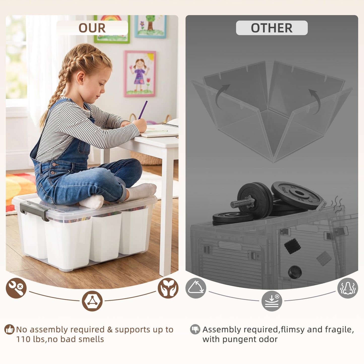 Citylife 17 QT Plastic Storage Bins Clear Storage Box with Lids Multipurpose Stackable Storage Containers for Organizing Tool, Craft, Crayon