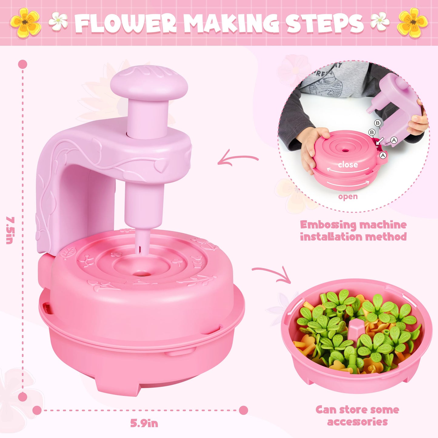 Fabric Flower Bouquets Toys, DIY Craft Kits Toys for Kids - Flowers Market Toy, Build Your Flower Bouquet, Arts & Crafts for 4+ Year Toddler Girl, Educational Activity Preschool B-Day Gifts