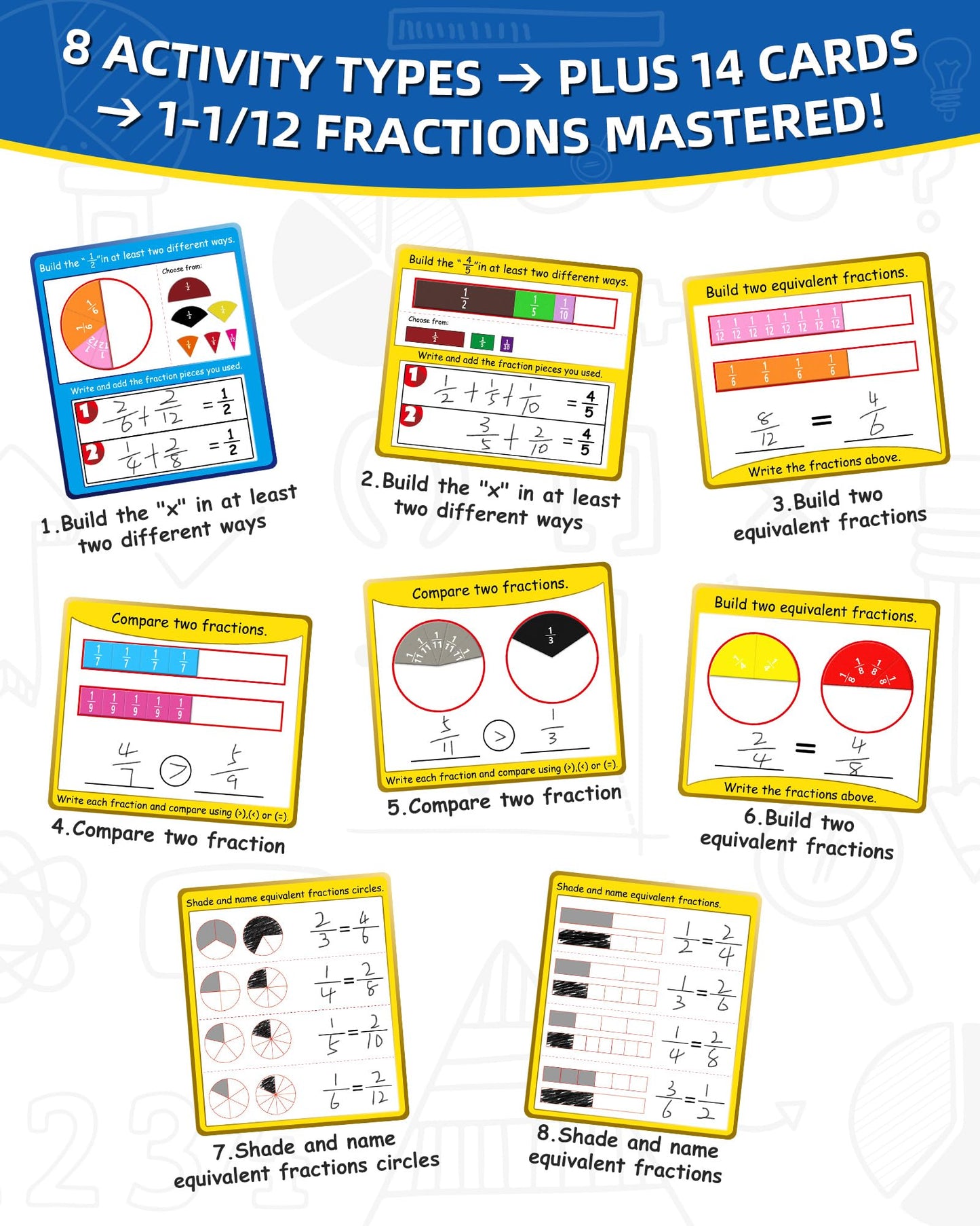 Gotoofun Magnetic Fraction Tiles & Fraction Circles Activity Classroom Set Math Manipulatives Educational Puzzle for Elementary School Fraction Magnets & Resources Montessori Learning Toys