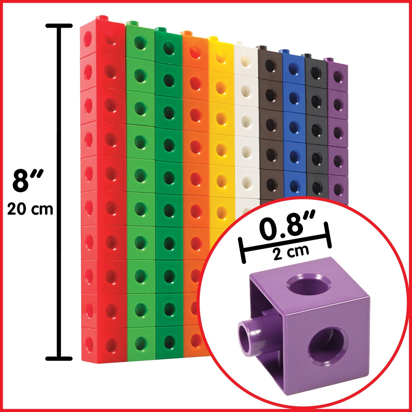 edxeducation Recycled Plastic Linking Cubes - Set of 100 - Connecting and Counting Snap Blocks for Early Math - for Preschool and Elementary Aged Kids