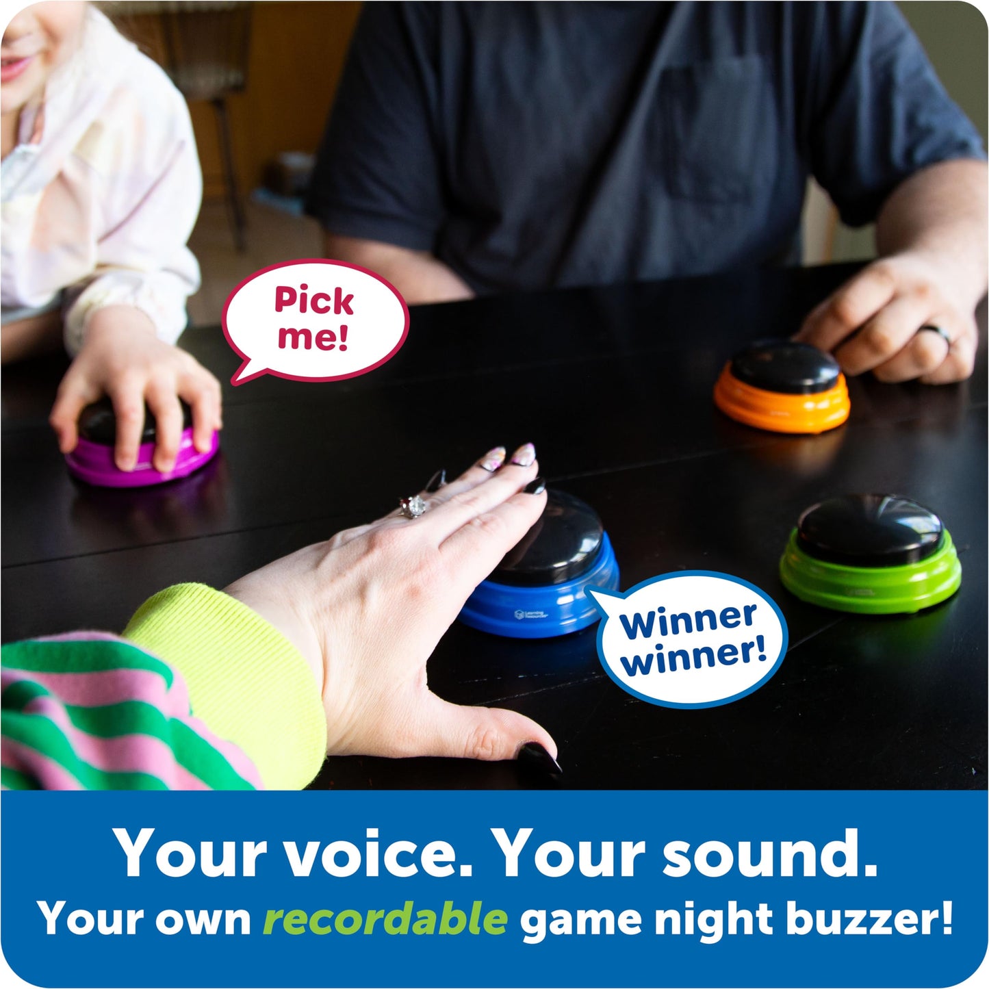 Learning Resources Recordable Answer Buzzers - Classroom Must Haves Supplies, Kids Toys, Sound Effect Button, Family Game Shows For Trivia, Participation Tools Boys and Girls Birthday Gifts
