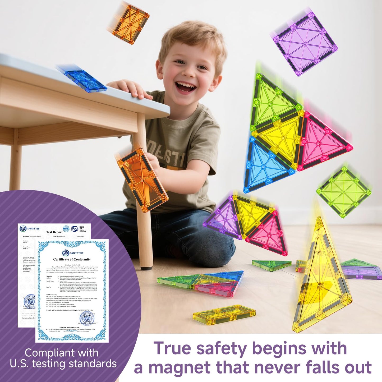 MEIQ 100Pcs Premium Magnetic Tiles Toys Set with Sturdy Iron Case, STEM Educational Building Blocks for Kids Ages 3-5 4-8, Montessori Sensory Toys, Creative Birthday Gifts for Toddler Boys & Girls