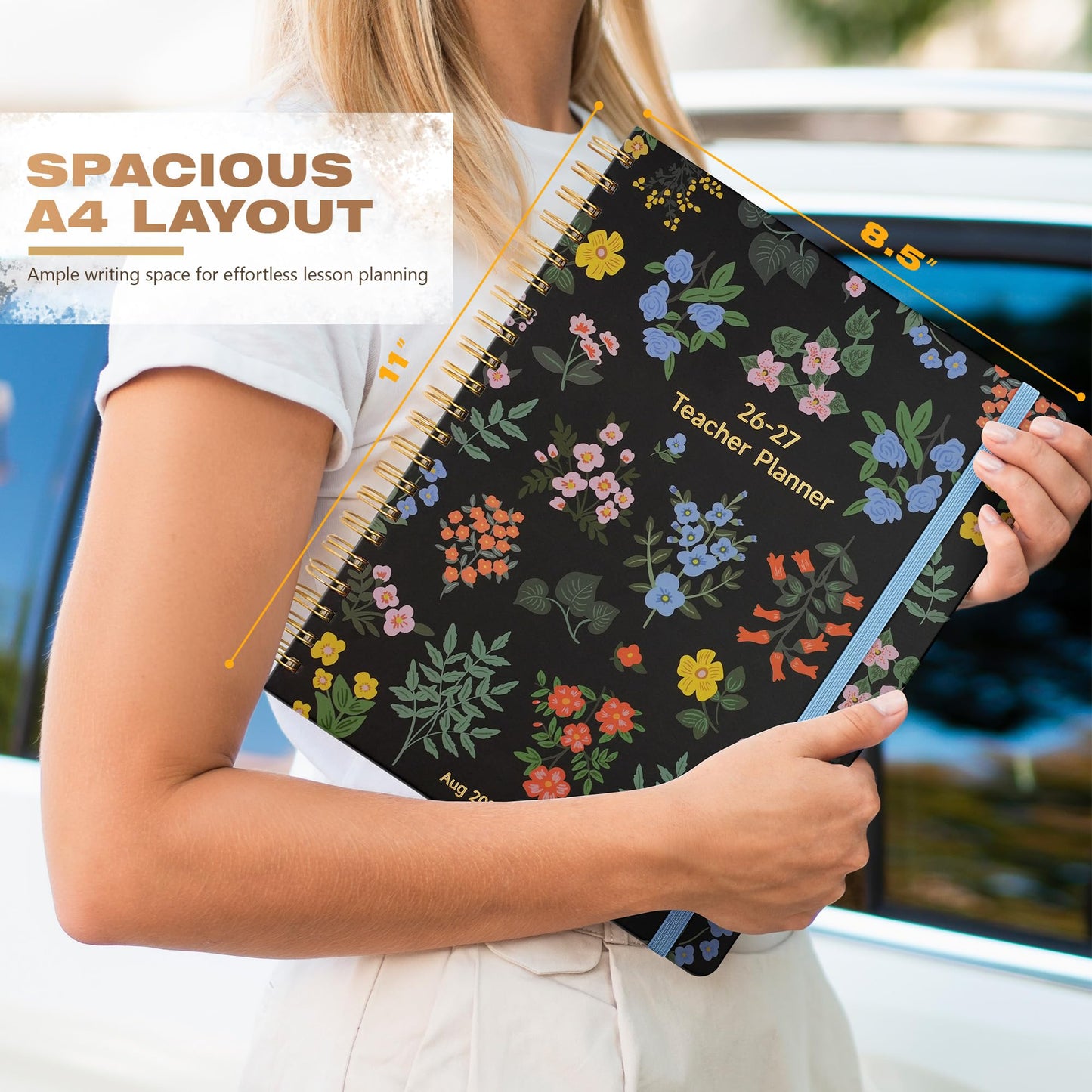 Teacher Lesson Planner 2026-2027 Academic Year, Aug 2026-Jul 2027, Deluxe 26-27 Lesson Plan Book for Teachers Supplies & Homeschool Planner with Pocket & Monthly Tabs, 8.5" x 11", Vintage Floral